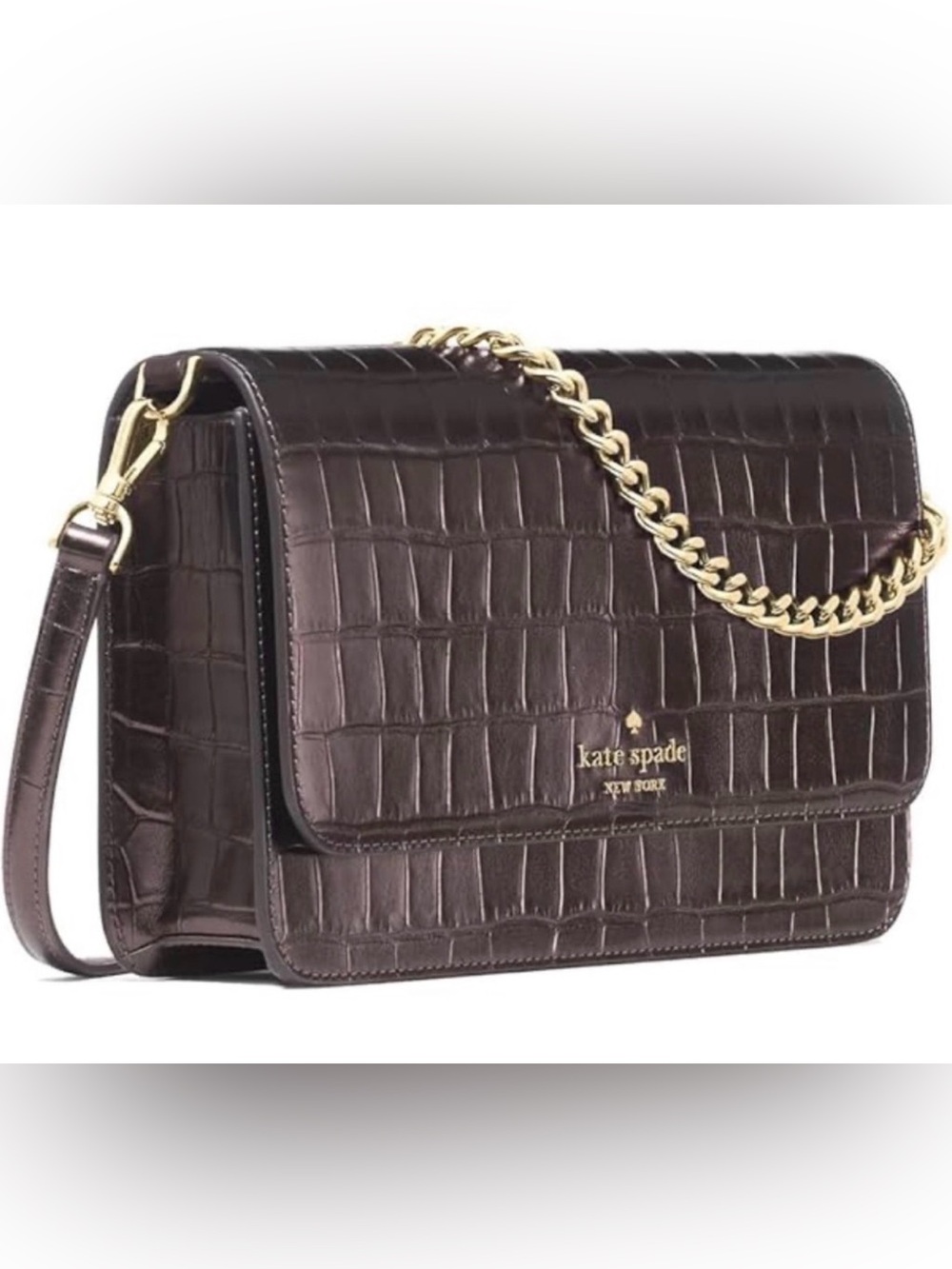 Kate Spade Madison Croc Embossed Willow Medium Convertible Crossbody